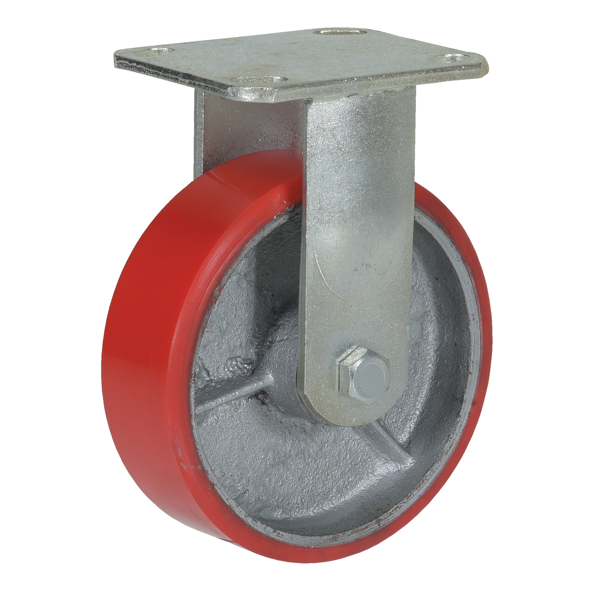 Vestil Poly Rigid Caster - 6in. x 2in., Polyurethane on Cast Iron, Non-Marking, Red, Model# CST-PU-6X2-R